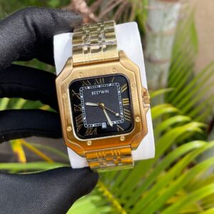 Gold Watch with Black Dial