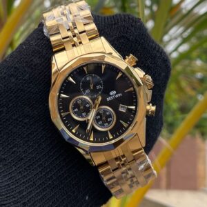 Gold Watch with Black Dial
