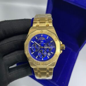 Gold Watch with Blue Dial