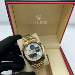 Gold Watch with White Dial