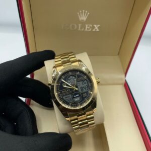 Gold Watch with Black Dial